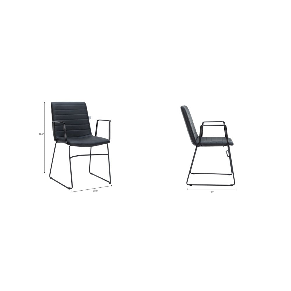 Zylar Series Office Guest Arm Chair in Black Leather