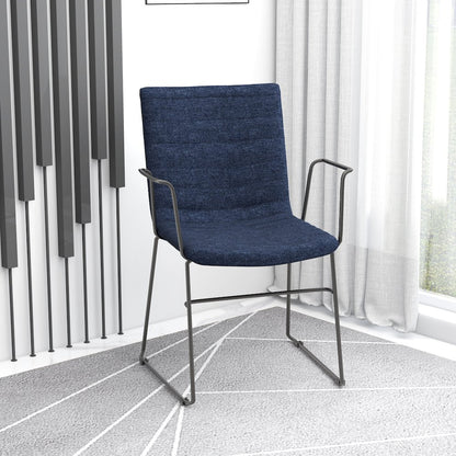 Zylar Series Office Guest Arm Chair in Dark Blue Fabric