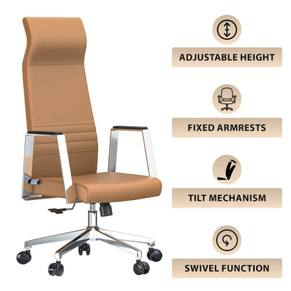 Aleen High-Back Office Chair in Acorn Brown
