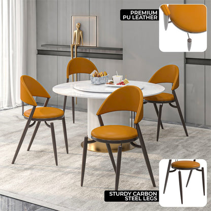 Venice Collection Modern Dining Chair In Black set of 4 in Light Brown