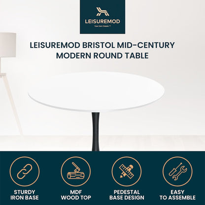 Bristol Mid-Century Modern Round Dining Table