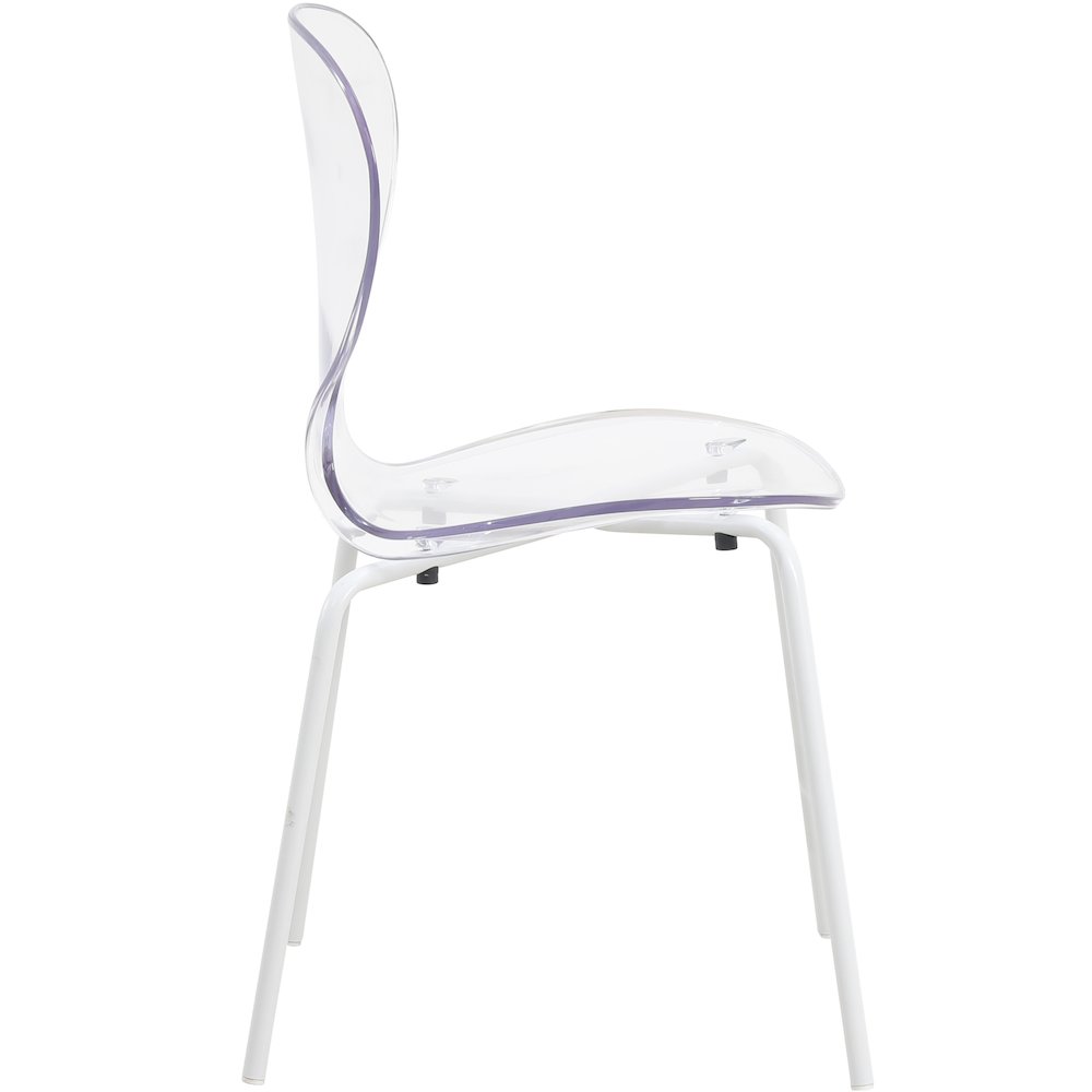 Modern Oyster Transparent Side Chair in White Base