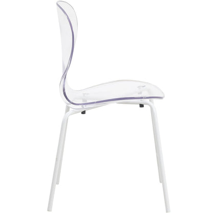 Modern Oyster Transparent Side Chair in White Base