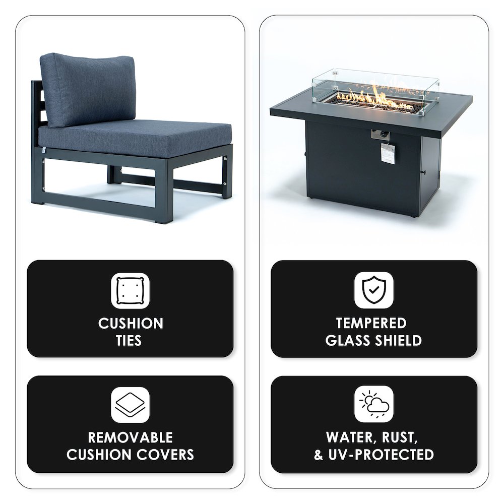 Chelsea 5-Piece Middle Patio Chairs and Fire Pit Table