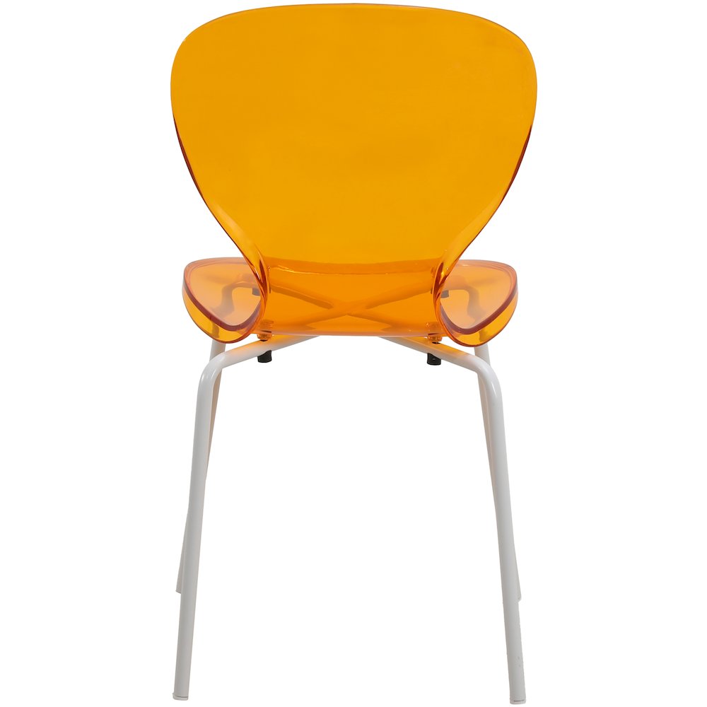 Modern Oyster Transparent Side Chair in White Base Set of 4