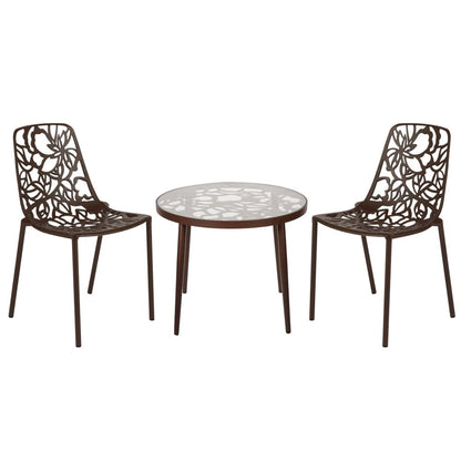 Devon Mid-Century Modern 3-Piece Aluminum Outdoor Patio Dining Set