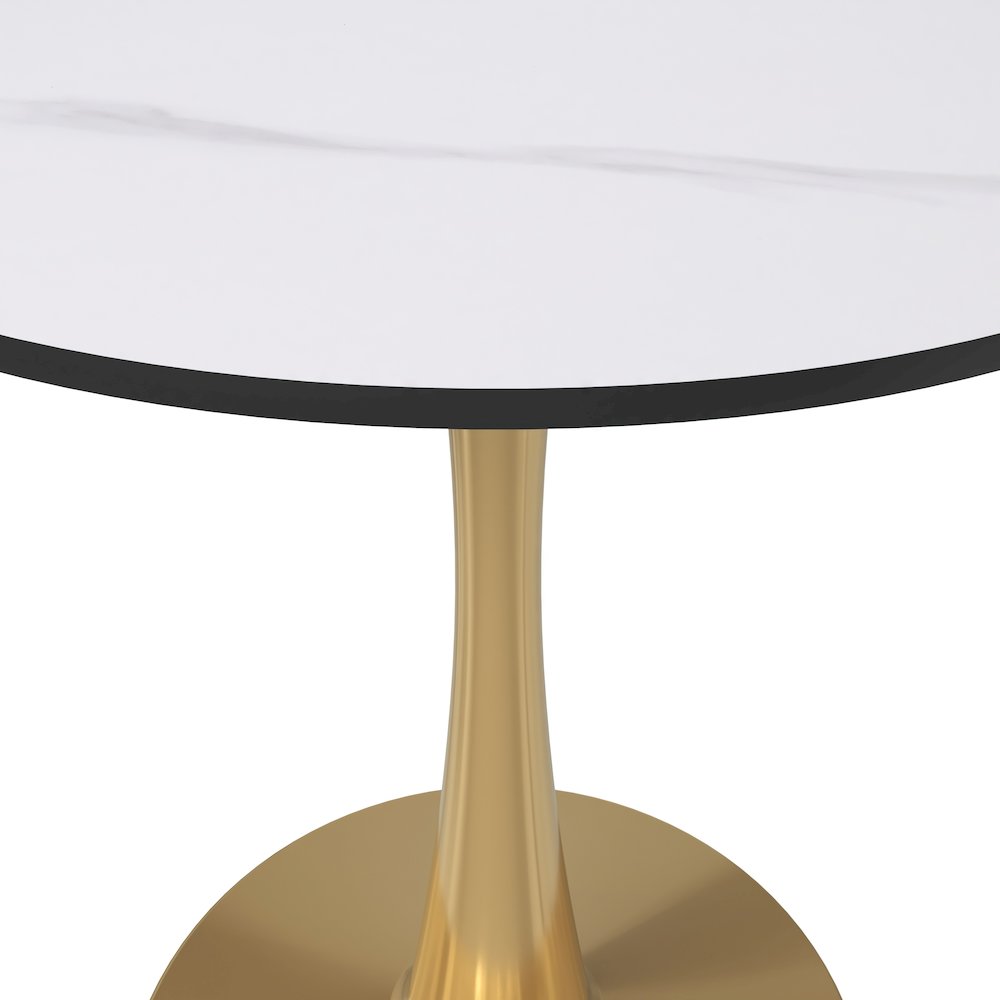 Bristol 27 round dining table Gold base with White Sintered stone Top