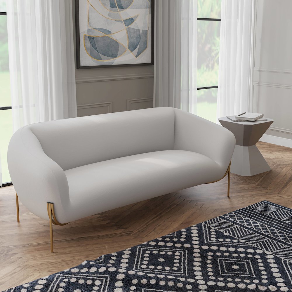 Zuno Three-Seater Sofa Upholstered in Velvet Wide Couch