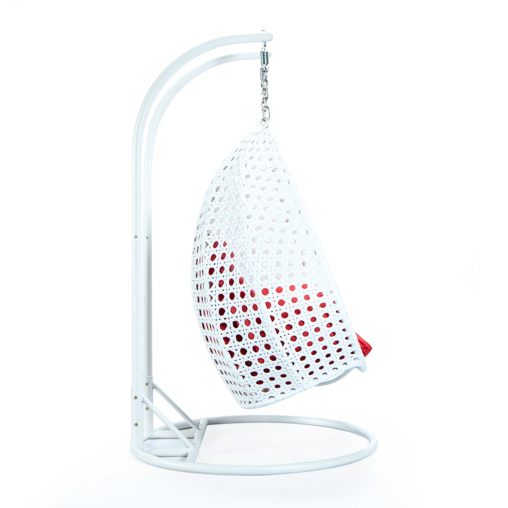 White Wicker Hanging 2 person Egg Swing Chair