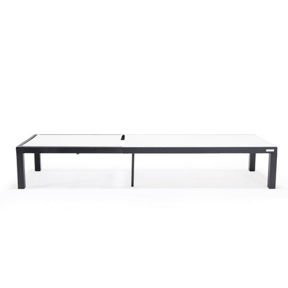 Marlin Patio Chaise Lounge Chair With Black Aluminum Frame, Set of 2 in White