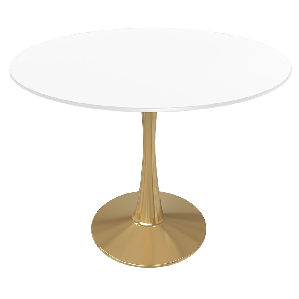 Bristol 35" round dining table Gold Base With White Top