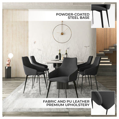 Sonnet Series Modern Dining Chair in Charcoal Fabric