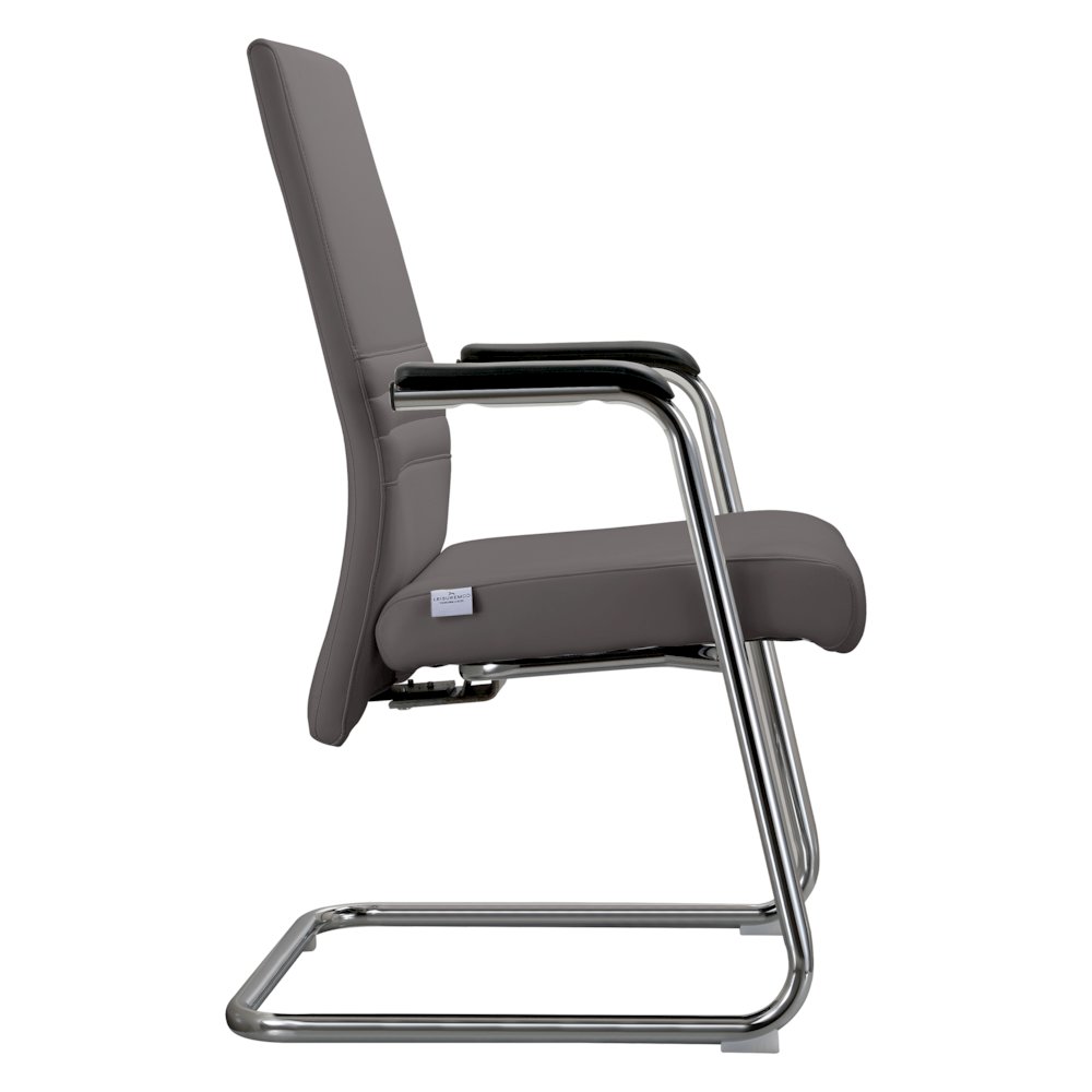 Aleen Series Guest Office Chair In Grey Leather
