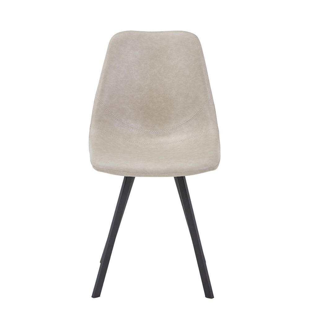 Markley Modern Leather Dining Chair With Metal Legs, Light Grey