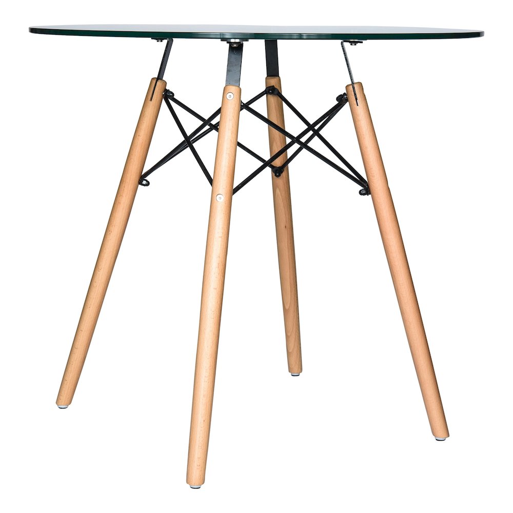 Dover 3-Piece Dining Set with Round Clear Glass Top Bistro Table in Blue