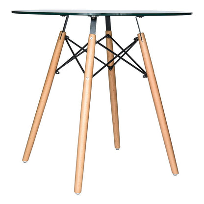 Dover 3-Piece Dining Set with Round Clear Glass Top Bistro Table in Blue