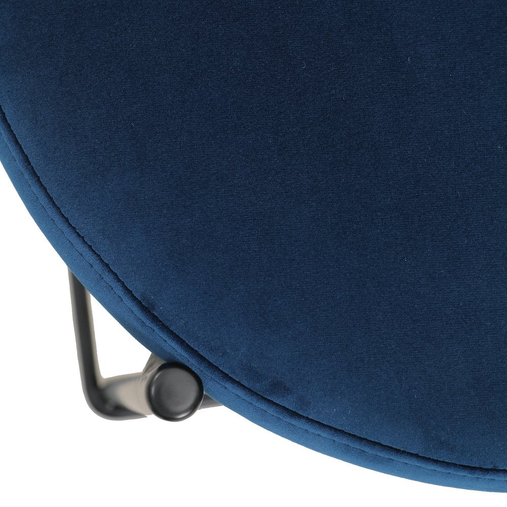 Euston Modern Wicker Bar Stool With Black Steel Frame, Set of 2 in Navy Blue