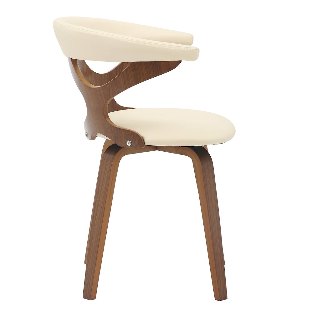 Modern Wooden Dining Chair, Walnut Frame in Taupe Klyne Collection By LeisrueMod