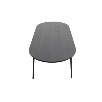 Tule Modern 83" Oval Dining Table with MDF Top and Black Steel Legs in Black