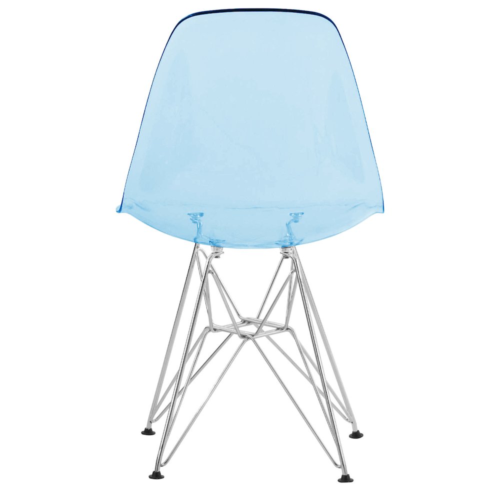 5-Piece Dining Set 35" Round Dining Table in Chrome - Transparent Blue