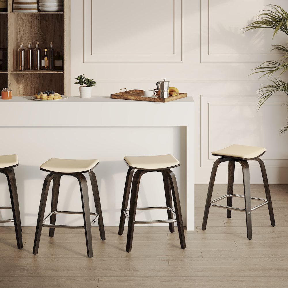 Wooden Counter Stool in Taupe