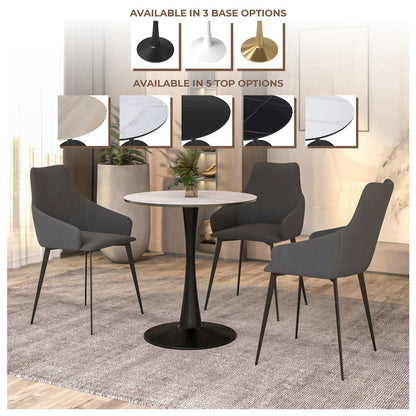 Leisyremod Bristol 27" Round Dining Table Black base with White top