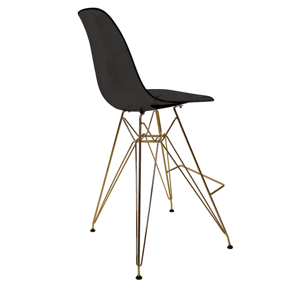 Cresco Counter Height Chair With Eiffel Gold Base In Transparent Black