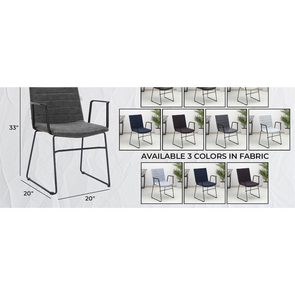 Zylar Series Office Guest Arm Chair in Charcoal Leather