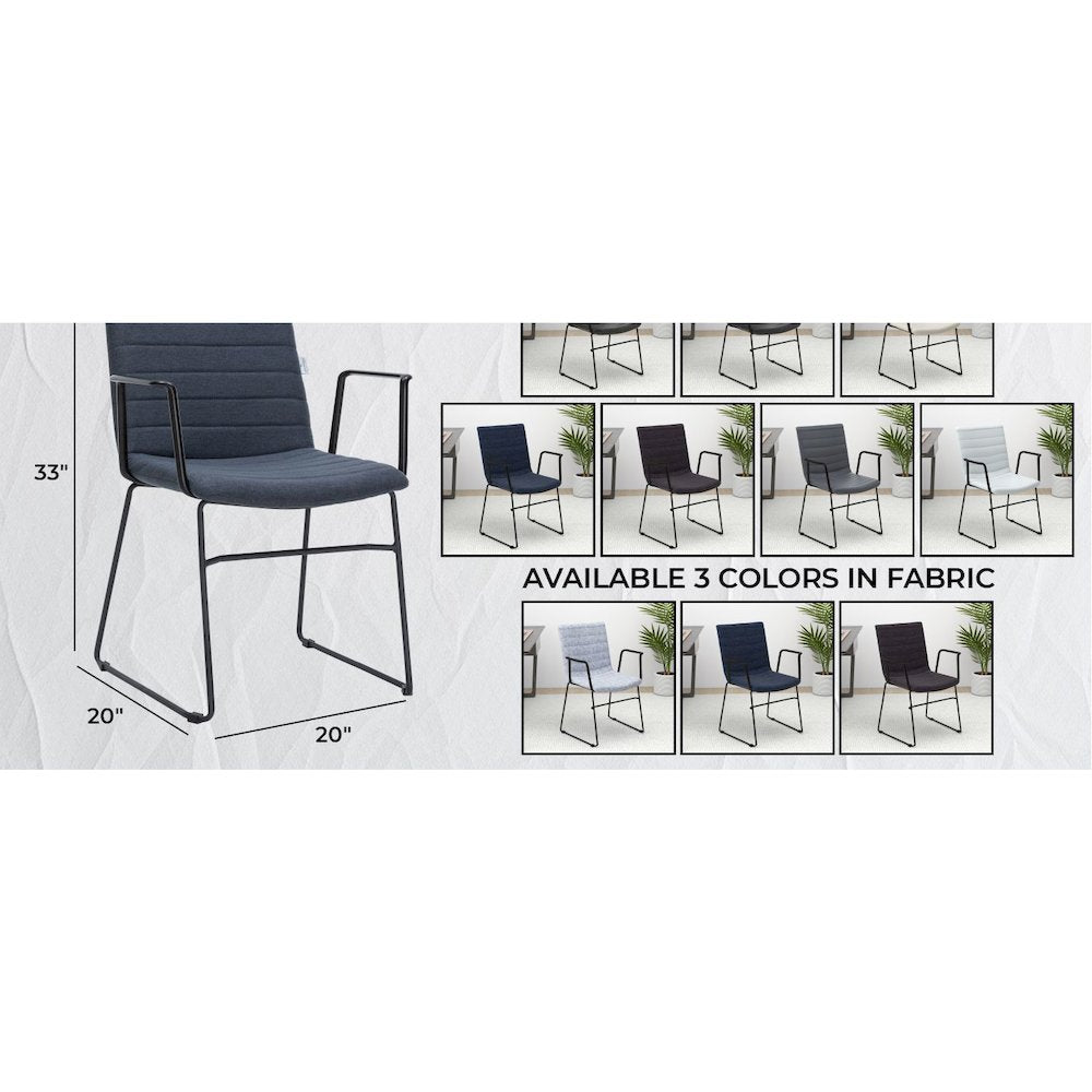Zylar Series Office Guest Arm Chair in Dark Blue Fabric