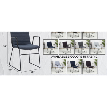 Zylar Series Office Guest Arm Chair in Dark Blue Fabric