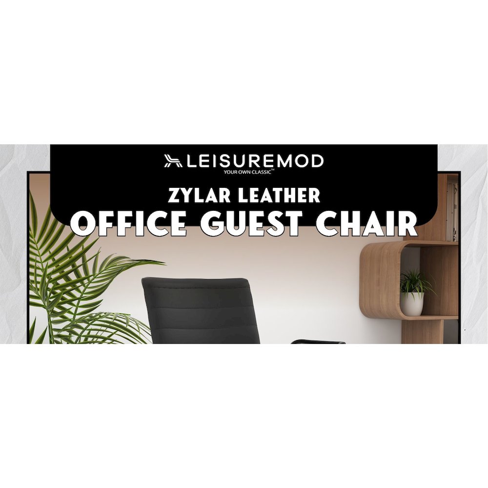 Zylar Series Office Guest Arm Chair in Black Leather