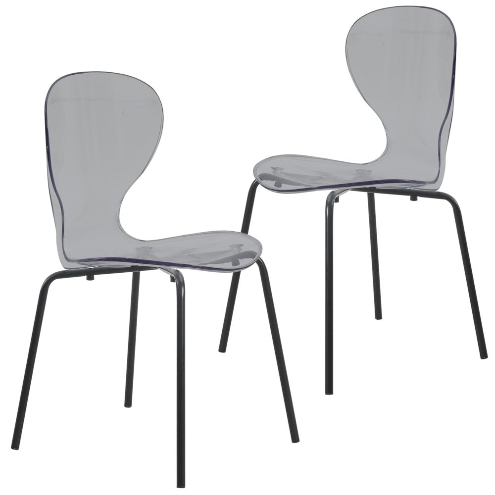 Modern Oyster Transparent Side Chair in Black Base
