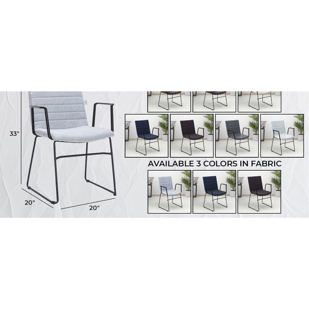 Zylar Series Office Guest Arm Chair in Grey Fabric
