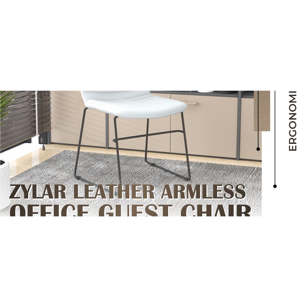 Zylar Series Office Guest Chair in White Leather