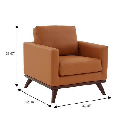 Chester Modern Leather Accent Arm Chair With Birch Wood Base