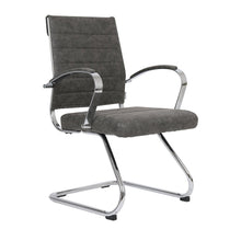 Benmar Home Leather Guest Office Chair in Charcoal