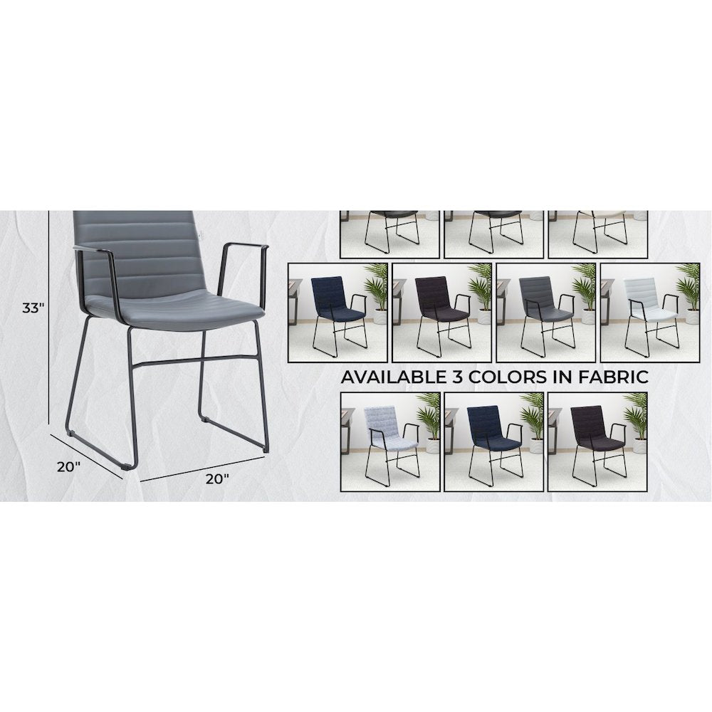 Zylar Series Office Guest Arm Chair in Grey Leather