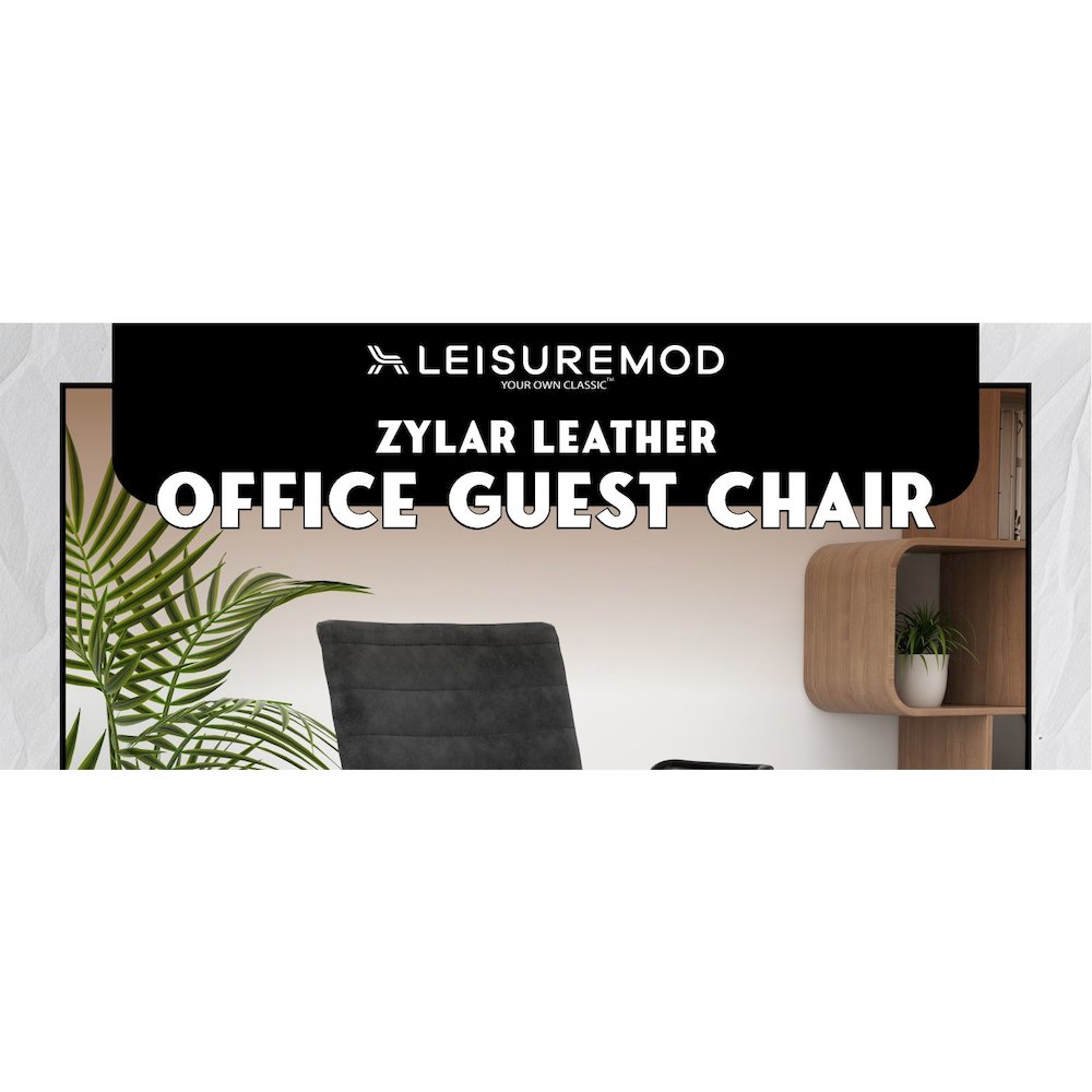 Zylar Series Office Guest Arm Chair in Charcoal Leather