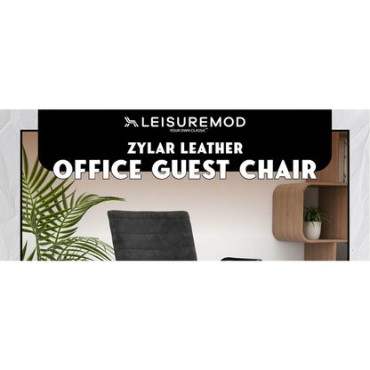 Zylar Series Office Guest Arm Chair in Charcoal Leather