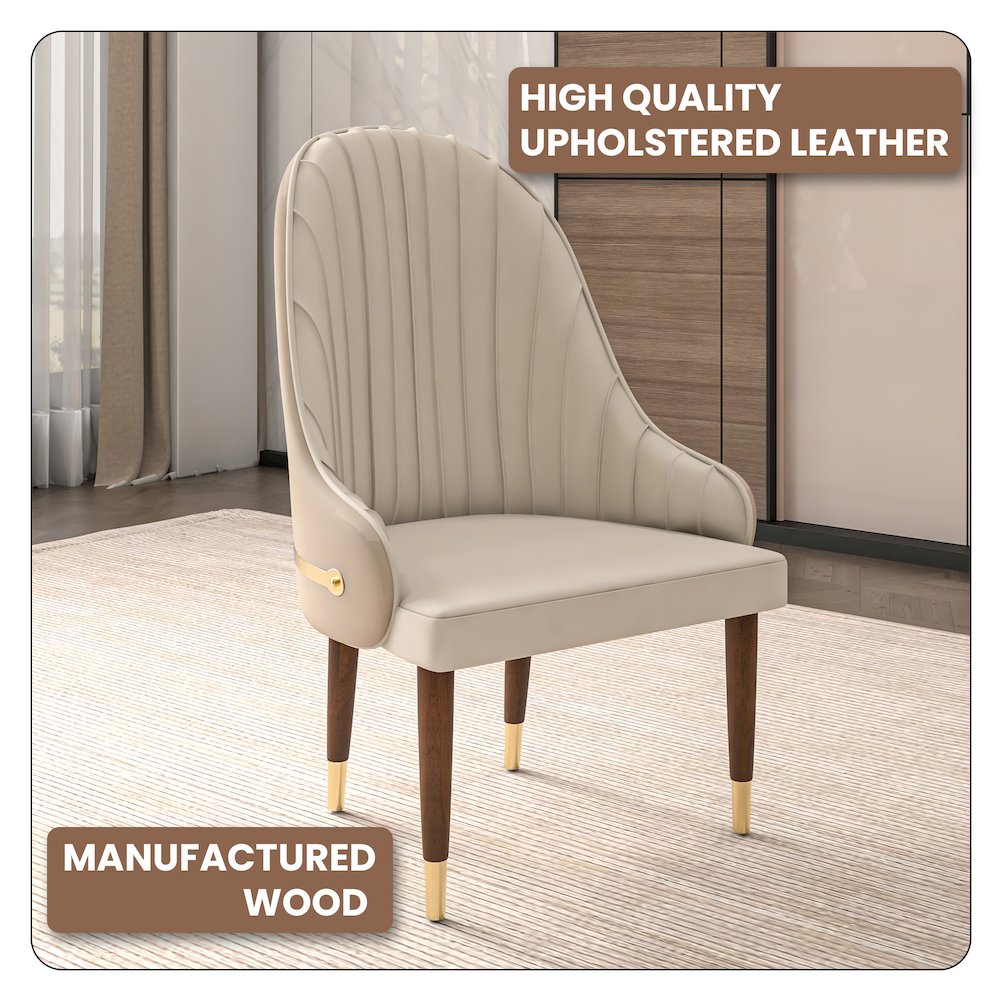 Elara Collection Wooden Dining Chair in Cream Set of 2