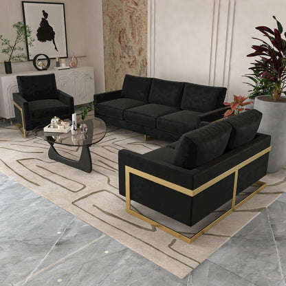 Lincoln Velvet Accent Armchair With Gold Frame