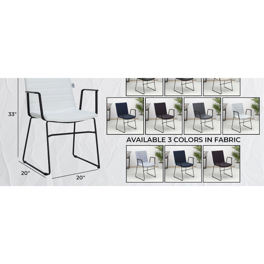 Zylar Series Office Guest Arm Chair in White Leather
