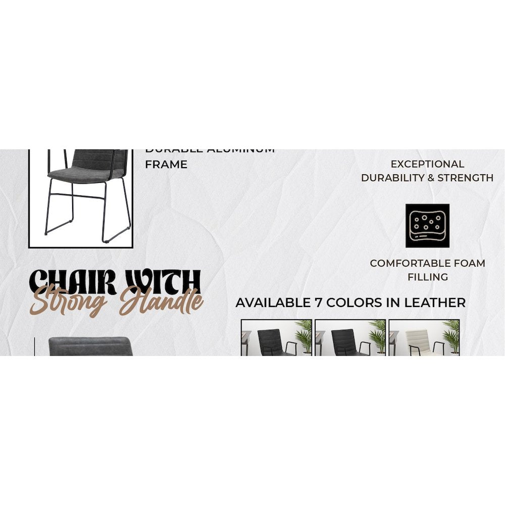 Zylar Series Office Guest Arm Chair in Charcoal Leather