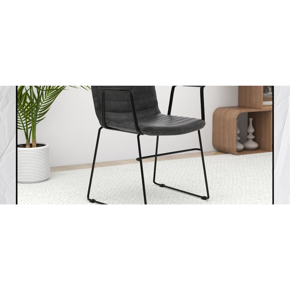 Zylar Series Office Guest Arm Chair in Charcoal Leather
