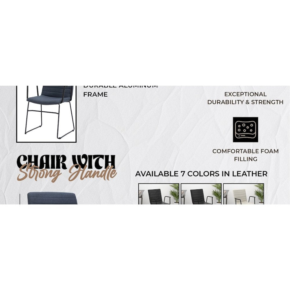 Zylar Series Office Guest Arm Chair in Dark Blue Fabric