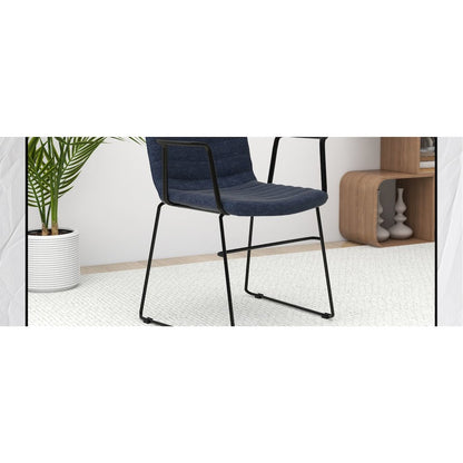 Zylar Series Office Guest Arm Chair in Dark Blue Fabric