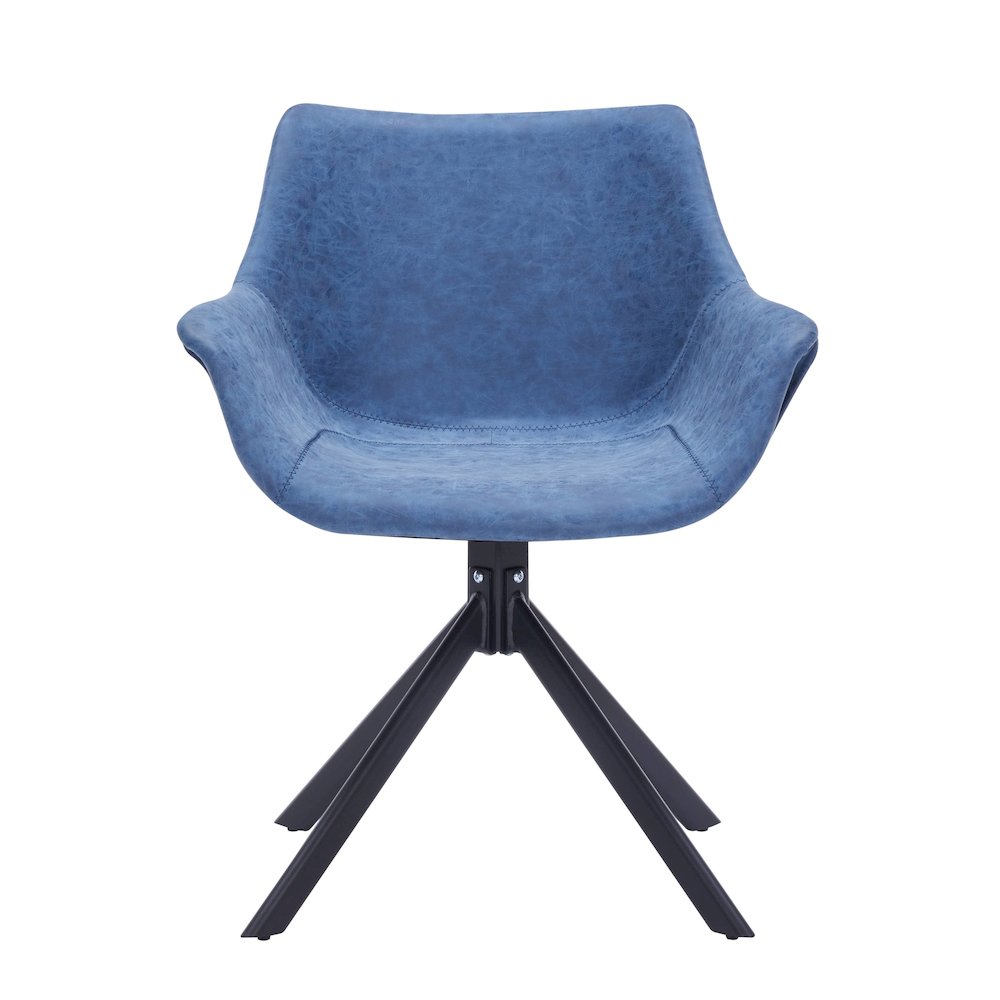 Markley Modern Leather Dining Swival Arm Chair in Light Blue