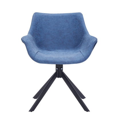 Markley Modern Leather Dining Swival Arm Chair in Light Blue