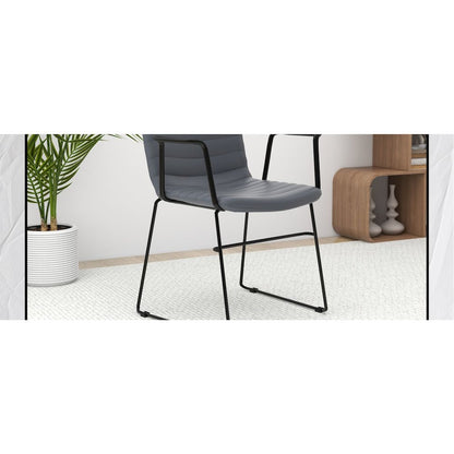 Zylar Series Office Guest Arm Chair in Grey Leather
