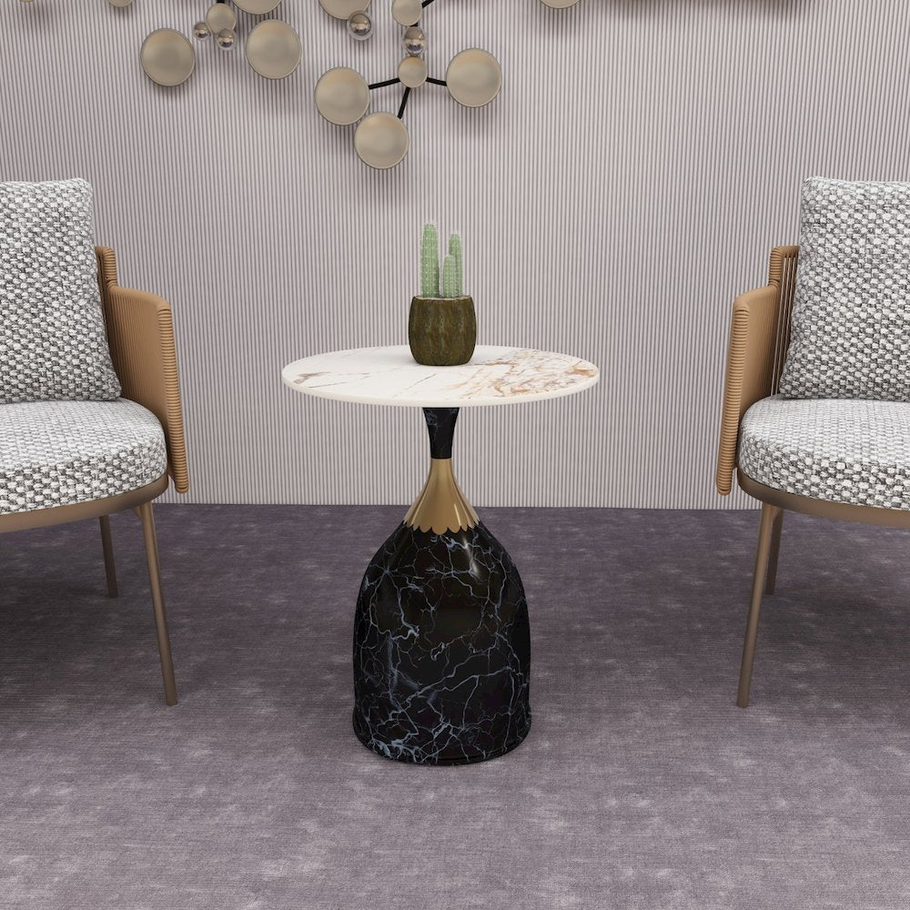 Oslo Collection Modern End Table In Stone Black